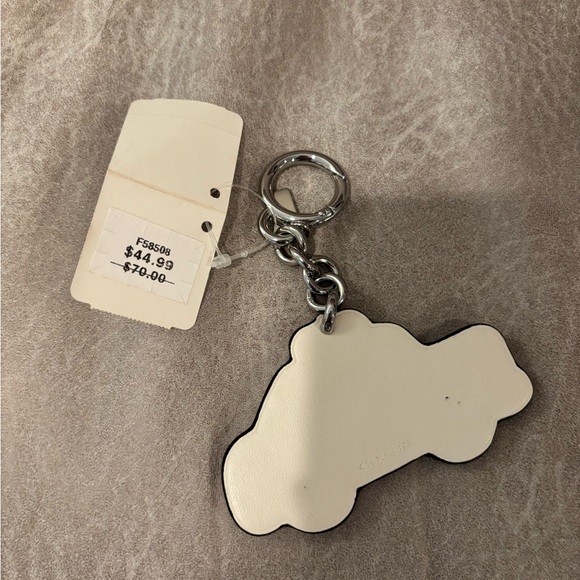 NWT COACH Taxi Cab Yellow/Black/White Leather Key Fob/Bag Charm/Keychain - Picture 4 of 5